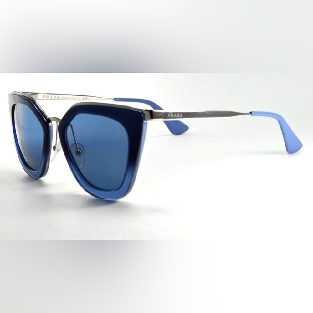 PRADA Sunglasses SPR 53S UFW-1V1 52-21 Blue and Silver Frame/ Blue  Lenses